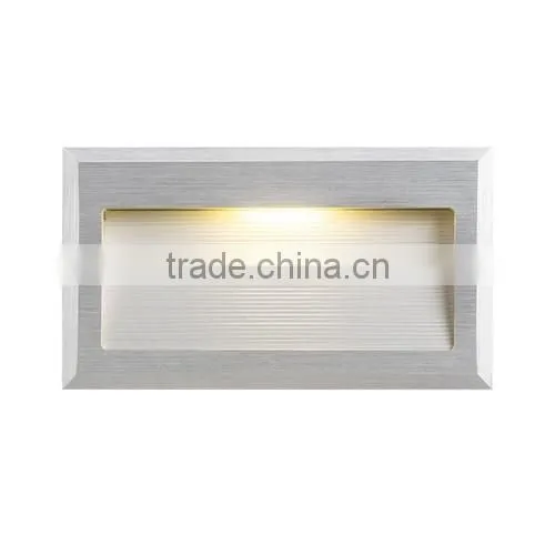 Rectangle Brushed Silver Led Step Light Recessed Wall photo-3