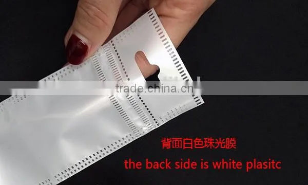 White Plastic Bag Nylon Cotton Zipper Pouch photo-6