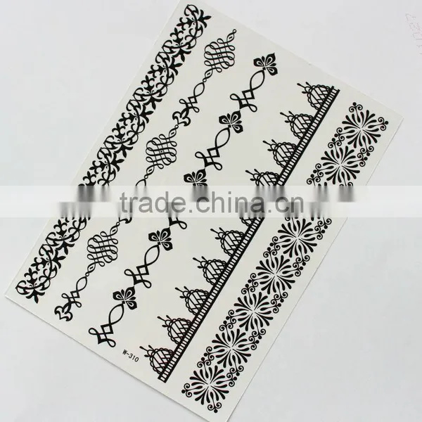 Martial Arts Fans Black Water Transfer Temporary Bridal Lace White Sexy Durable Tattoo Sticker