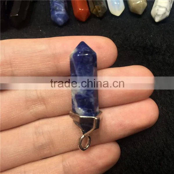 Natural Crystal Stone Point Small Pillar Pendant For Necklace photo-4