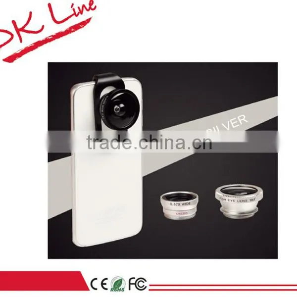 Universal clip lens 4 in 1 Lens Kit Sets Wirde Angle+ Fisheye lens +Macro lens for Samsung S6 and smart phone