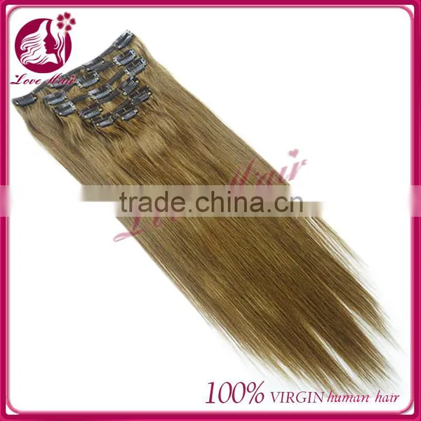 Wholesale Factory Price 10-30" Straight Clip in Hair Extensions Virgin Brazilian Clip in Hair Extension photo-3