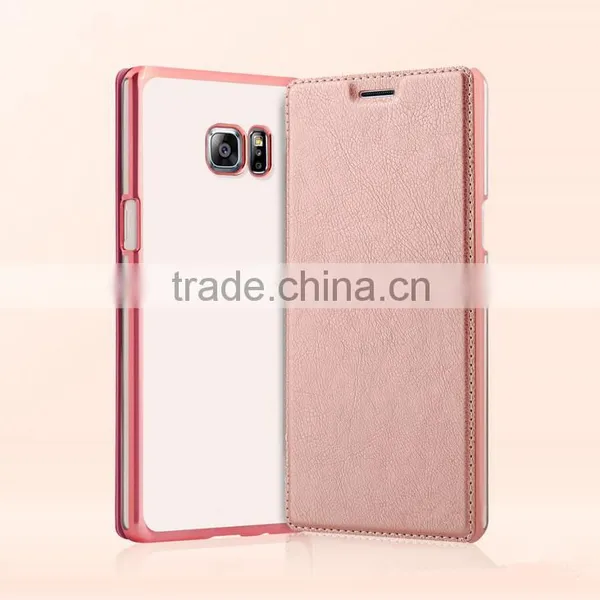 2016 Luxury Slim Electroplate Leather Flip Case for Samsung Galaxy Note 7 photo-3