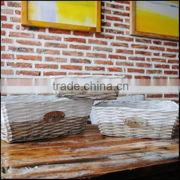 Chinese Factory Grey Wash Wicker Basket photo-4