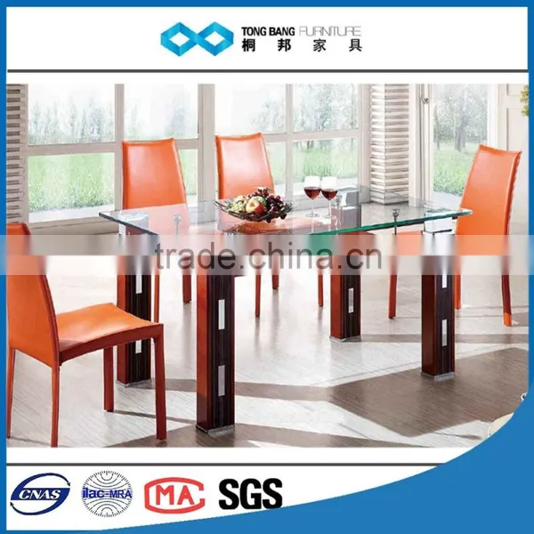 TB Industrial Cheap Metal and Glass Dining Table