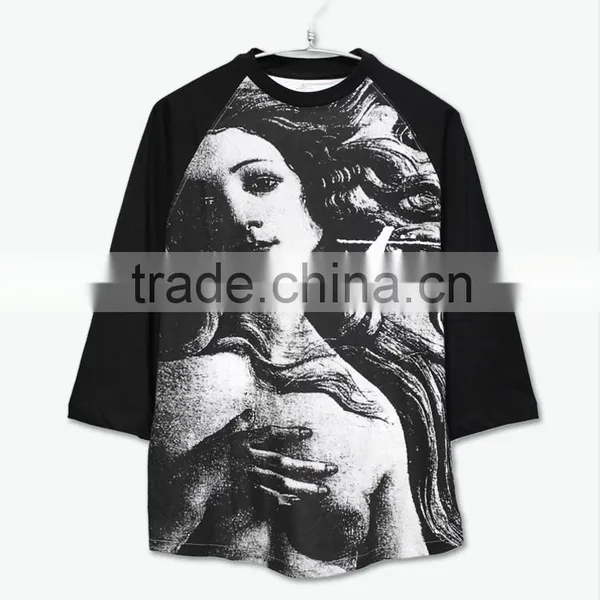 2015 Summer Fashion Full Print 3d t Shirt,black Raglan Sleeves Human Sublimation Printing t Shirts photo-4