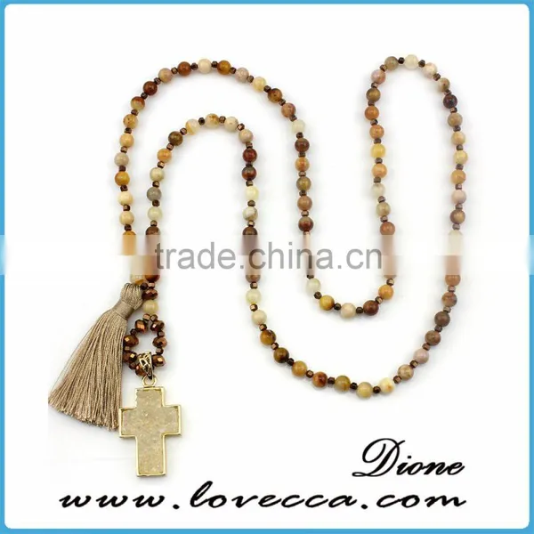 Fashionable Natutal Agate Beads Necklace Designs Multi Layers Sweaters Necklace photo-3