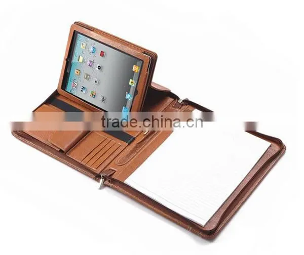 High Quality Leather Document Portfolio Folder With Holder for Tablet and Mobile Phone photo-2