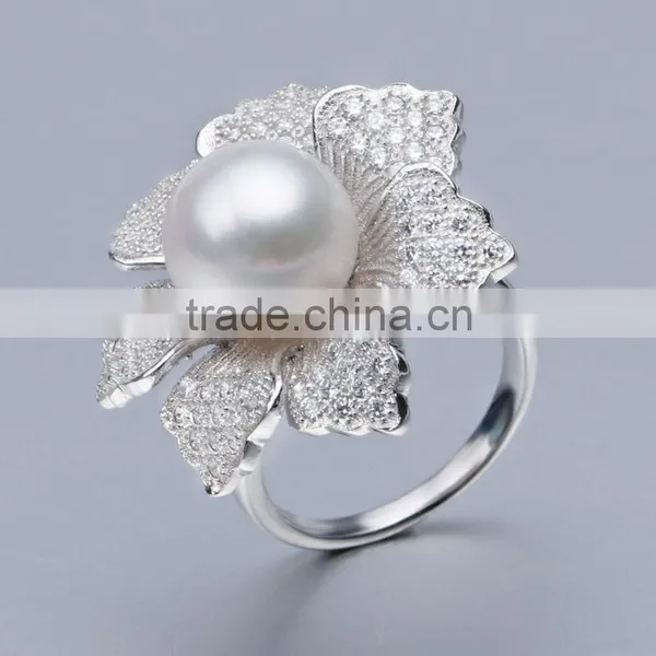 Sterling Silver 925 Pearl Rings for Women Adjustable photo-2