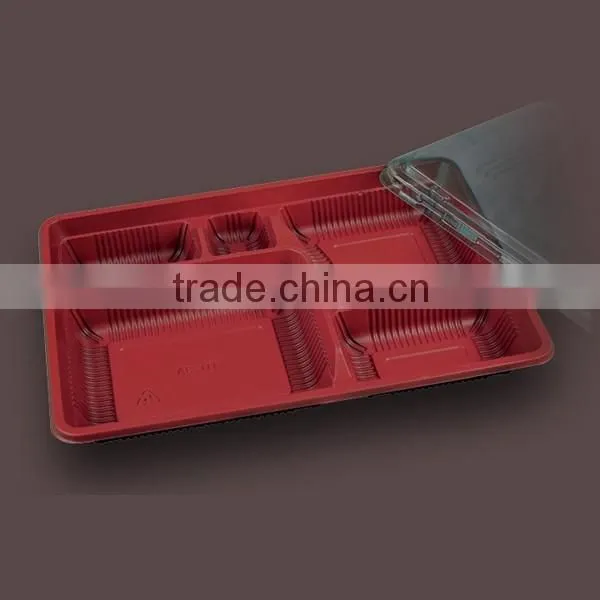 Disposable Plastic Food Box With Five Compartments and Lid