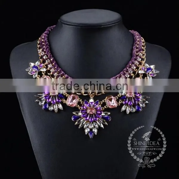 High Quality Vintage Colorful Acrylic Resin Chunky Statement Necklace Tin Alloy Fashion Women Pendant Necklace 6390070 photo-3
