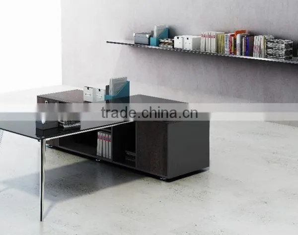 Latest Design Reasonable Price Chrome Leg Glass Executive Table With Side Cabinet(SBD-series) photo-2
