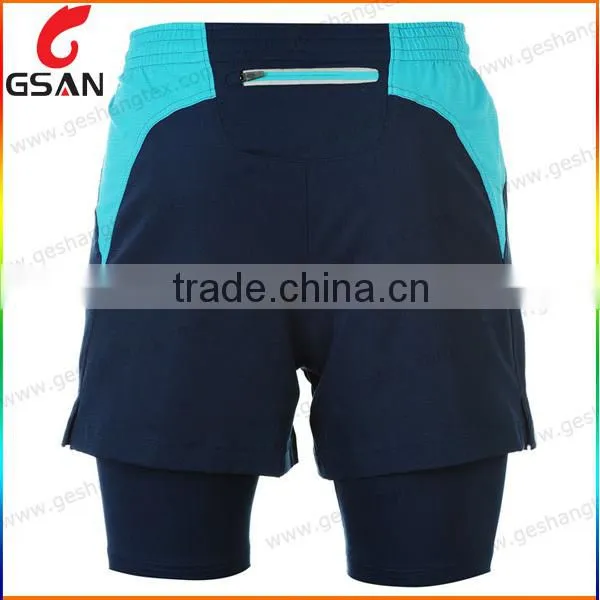 Fashion Design 2 Layer Fitness Mens Running Shorts photo-3