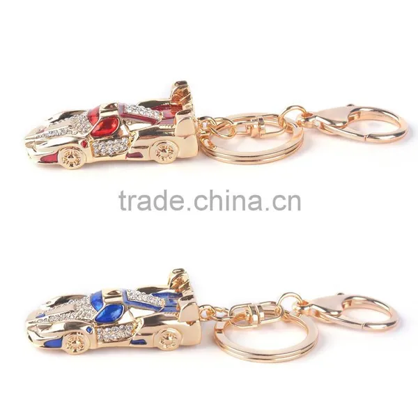 Retro Car Shape Alloy Resin Rhinestone Diamond Keychain Key Ring photo-3
