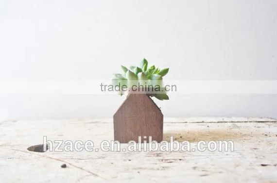 House Planter Pot - Wooden Herb Succulents Box Container Succulent Flower Wooden Planter Handmade Air Plant photo-3