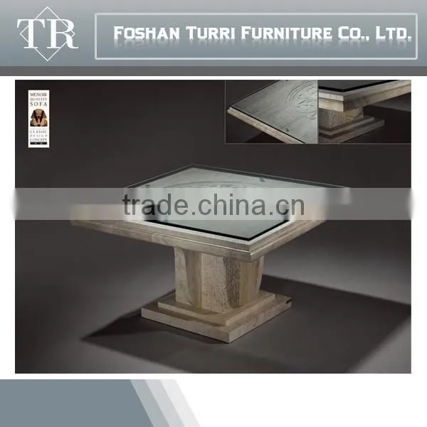 Best Quality Hand Carved Marble With Glass Square Coffee Table photo-2