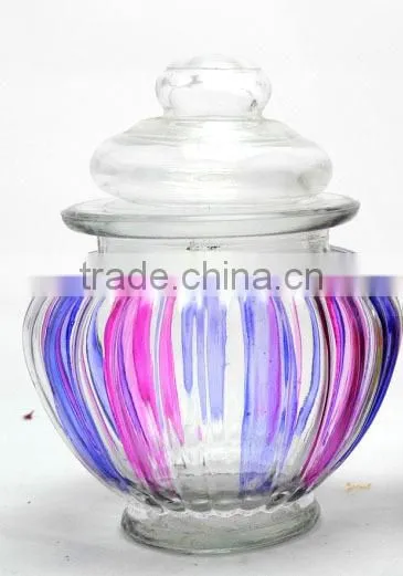 Drum Lantern Shape Glass Candy Tea Canisters With Gasket Ring photo-4