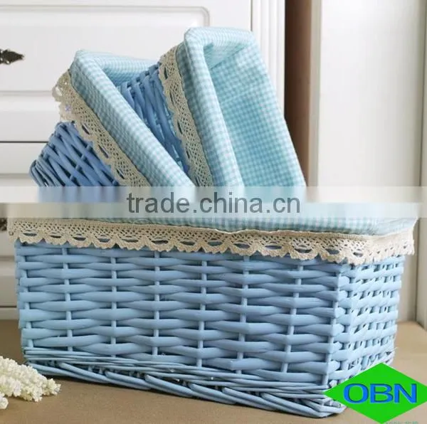 Colored Cosmetic Wicker Rectangle Gift Basket photo-3