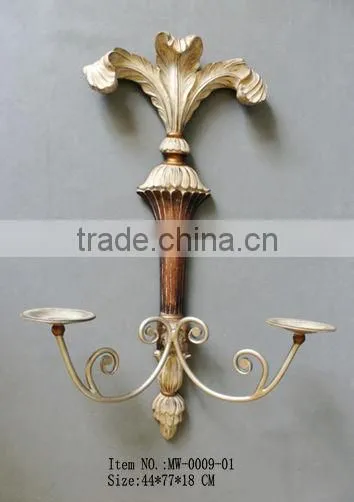 MW-0011-01 Antique Gold and Silver Hanging Wall Candle Holder With Metal photo-3