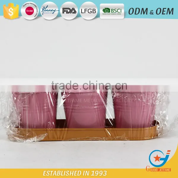 Set of 3 Galvanized Iron Powder Coating Metal Circular Pot Flower Small Decorative Pots photo-3