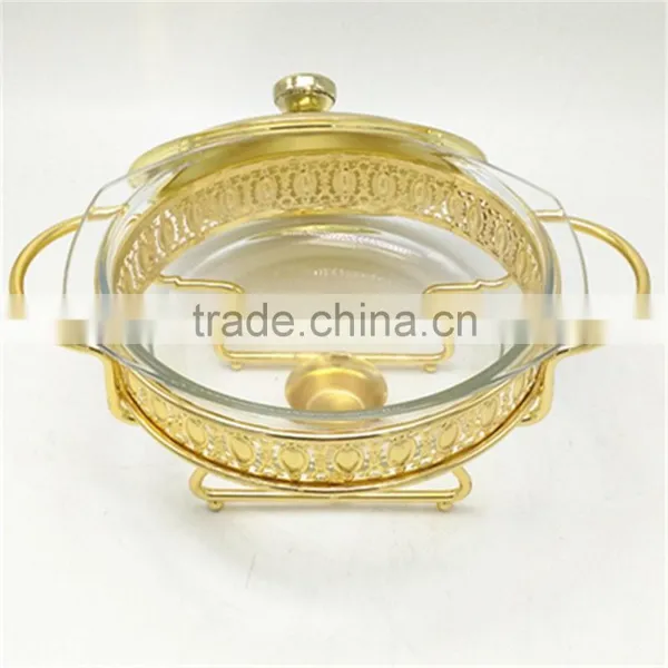2L Glass Hot Food Warmer Round Silver Chafing Dish photo-6