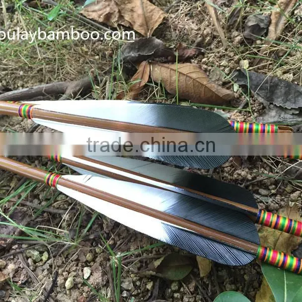 Black And White Fletched Arrows Carbonized Bamboo 75~80#*32inch photo-4