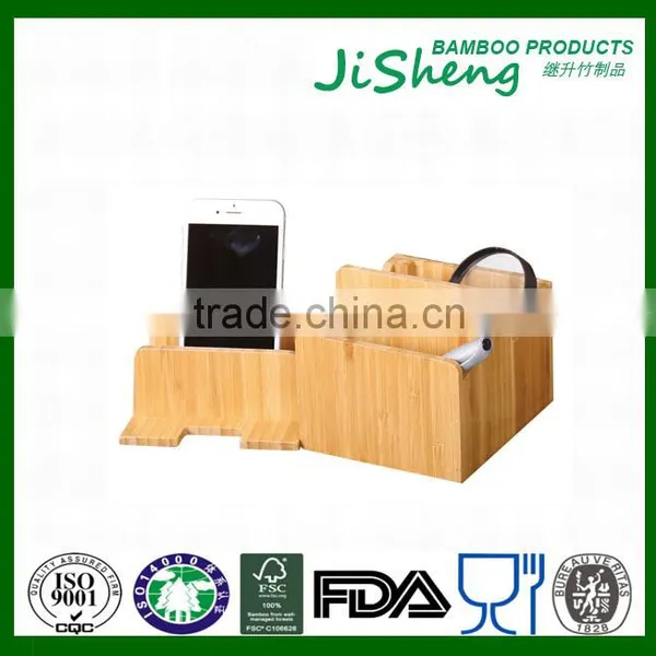 Multifunctional Bamboo Stationary Organizer Office Stationary Storage Box photo-3