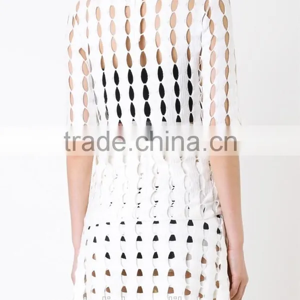 New Style Girls Fashion Cutting High Neck Blouse Wholesale OEM Service photo-2