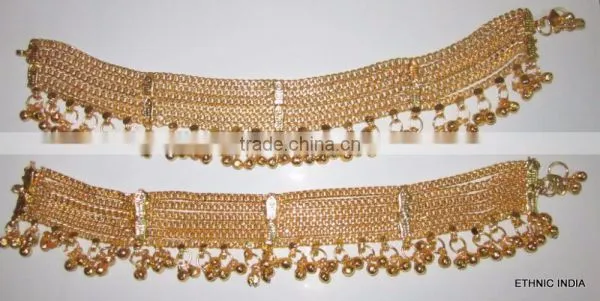 GOLD Tone Chain ANKLET PAYAL Foot Bracelet photo-3