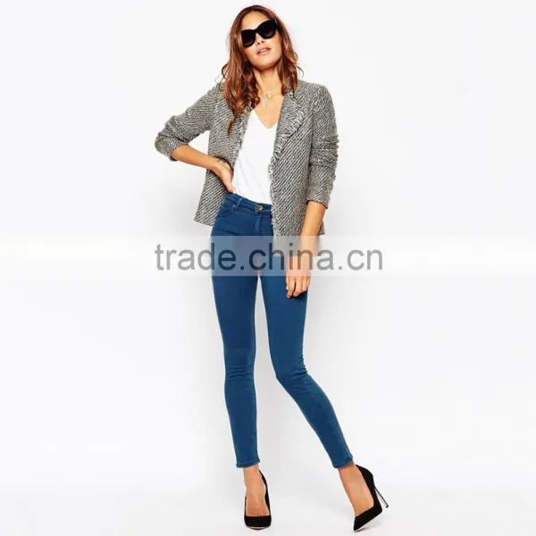 Dark Blue Plain Custom Casual Legging Jeans for Women From China photo-4