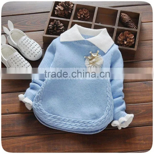 Lovely Baby Pullover Sweater Children 's Lapel Sweater Designs for Baby Girls photo-2