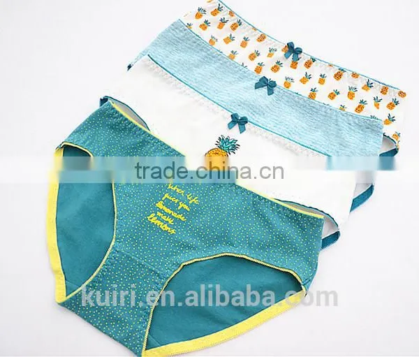 Cotton Boxer Ladies Underwear Manufacturers Pineapple Printed Grid Cute Panties E7 photo-4