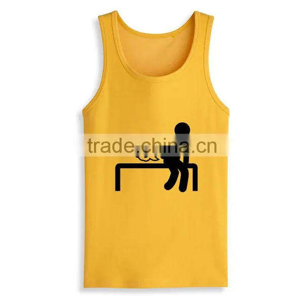 Latest Top Design Wholesale Silk Screen Funny Printed Bulk Open Side Tank Top photo-3