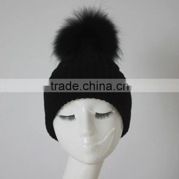 Myfur Stylish Pom Pom Winter Knit Hats Natural Real Raccoon Fur Balls Wholesale Custom Beanie Hat photo-5