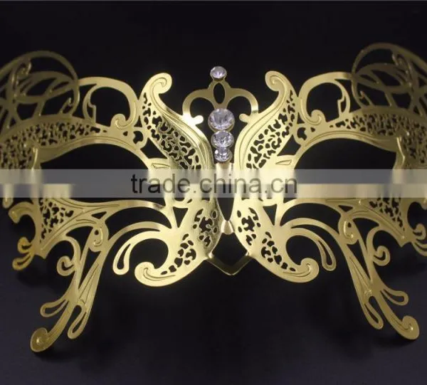 Black Silver White Gold Metal Italy Venetian Mask Masquerade Rhinestones Filigree Butterfly photo-3