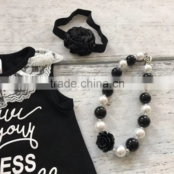 New Baby Girls Clothing Black Cotton Knee-length Straight Boutique His Strength Lace Dress Weakness With Match Accessories photo-4