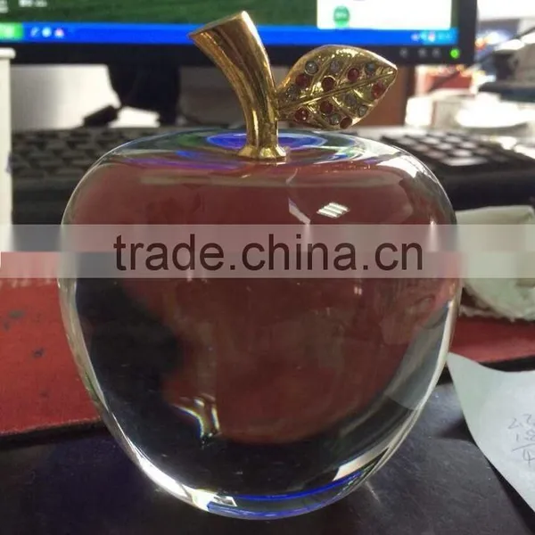 Optical K9 Crystal Round-polished Apple With Stand for Business Souvenirs;Decorative Luxuriant Apple Award Paperweight photo-6