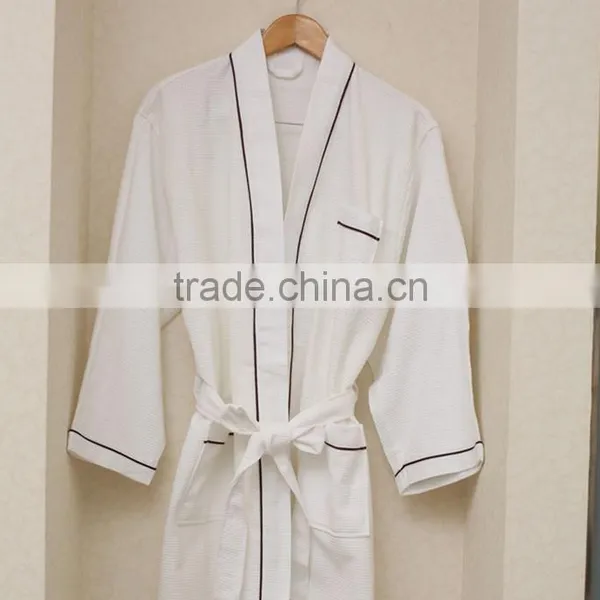 Hotel 100% Cotton Kimono Collar Velour Waffle Bathrobe photo-2