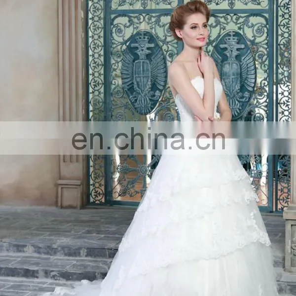 ED Strapless A-line Bow Belt Lace Applique Organza Wedding Dress photo-3