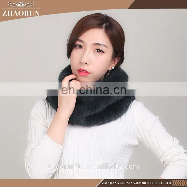 Genuine Colorful Knitted Mink Fur Scarf Real Mink Fur Snood photo-5