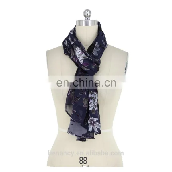 Black Burgundy Burnt Out Flower Pattern Velvet Silk Scarf For Muslin Hijab Ladies Scarves photo-5