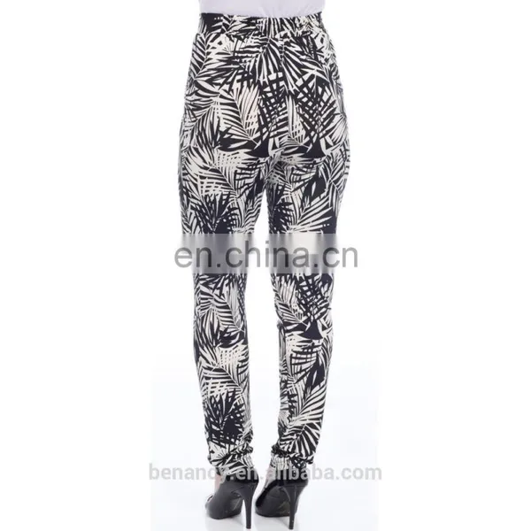 High Quality Custom Made Jogging Pants Retro Leaves Print Legging photo-4