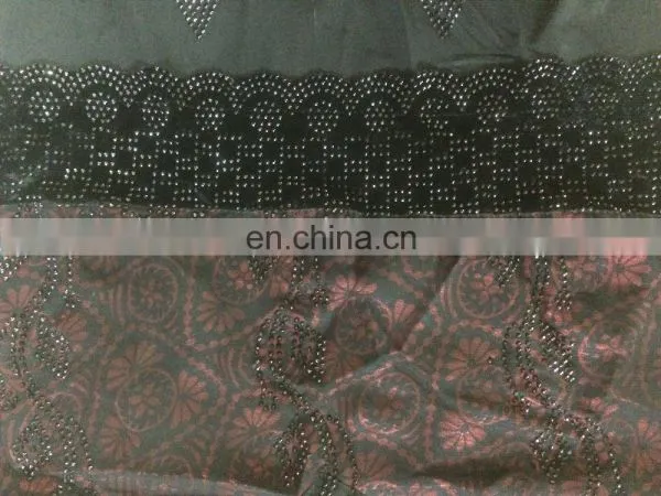 Black & Red Color Lycra (Stretchable) Burkha With Diamond Stone Work & Printed Satin (dubai Abaya 2017) photo-2