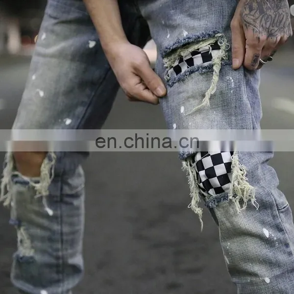 Diznew Custom Distressed Ripped Slim Fit Patches Men Clothes And Jeans photo-2