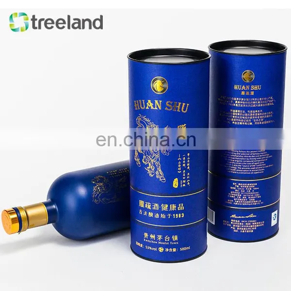 Fancy Stamping Cylinder Wine Bottle Paper Tube Boxes Metal Lid Carton Tube for Wine photo-5