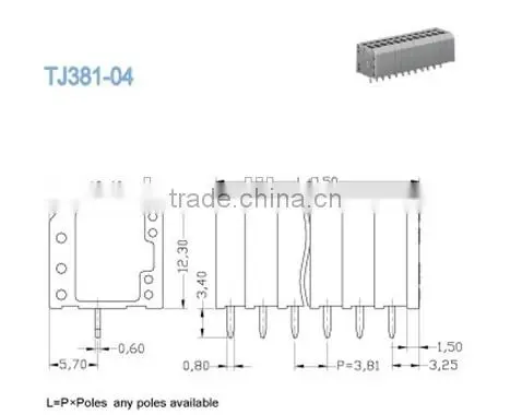 Termin Block 3.81mm Pitch Screwless Terminal Block , Electrical Terminal Block 2P - 28P 300V 16A photo-2