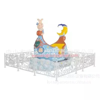 Sun Yat-sen Tai le Indoor and Outdoor Children's 4-seat Rotating Chairs Playground Rabbit Boat Children's Flying Car Spaceship Float Car Moon Theme photo-2
