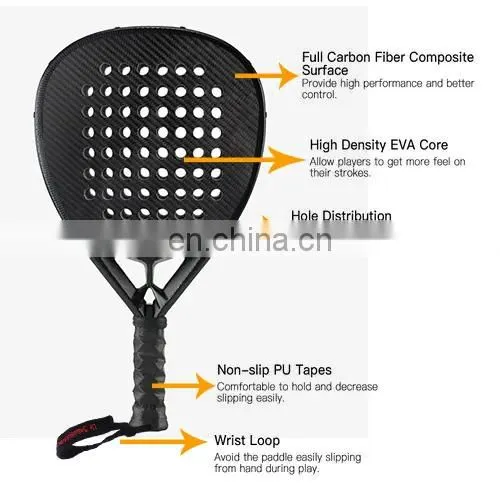 Upgrade Version 12K 18K Carbon Head Custom Protector Pala Paddle Tennis Racket Raqueta De Padel photo-5
