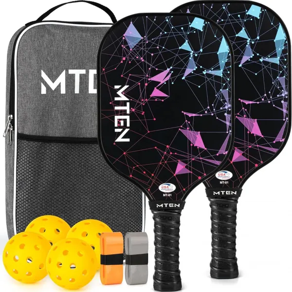 Pickleball Paddles, Fiberglass Surface Pickleball Set With Pickleball Rackets