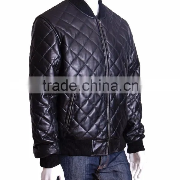 Quilted Bomber Man Leather Jacket photo-2